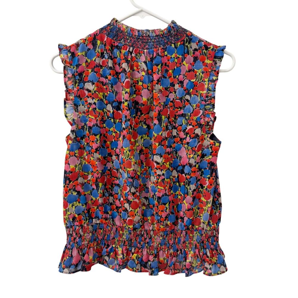 J. Crew Womens Cap Sleeve Top Watercolor Size 4 Lightweight Lined Preppy Artsy